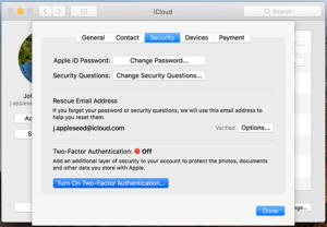 icloud high sierra 2fa icloud