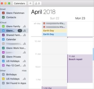 mac911 macos calendar listing of calendars