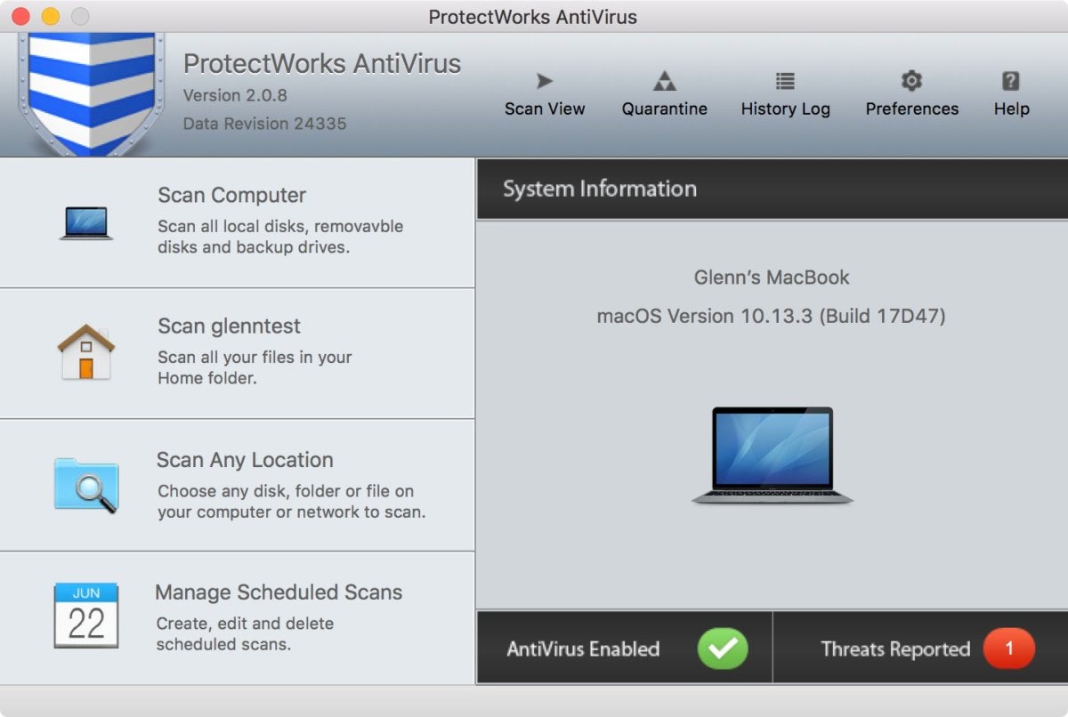 macav protectworks home screen