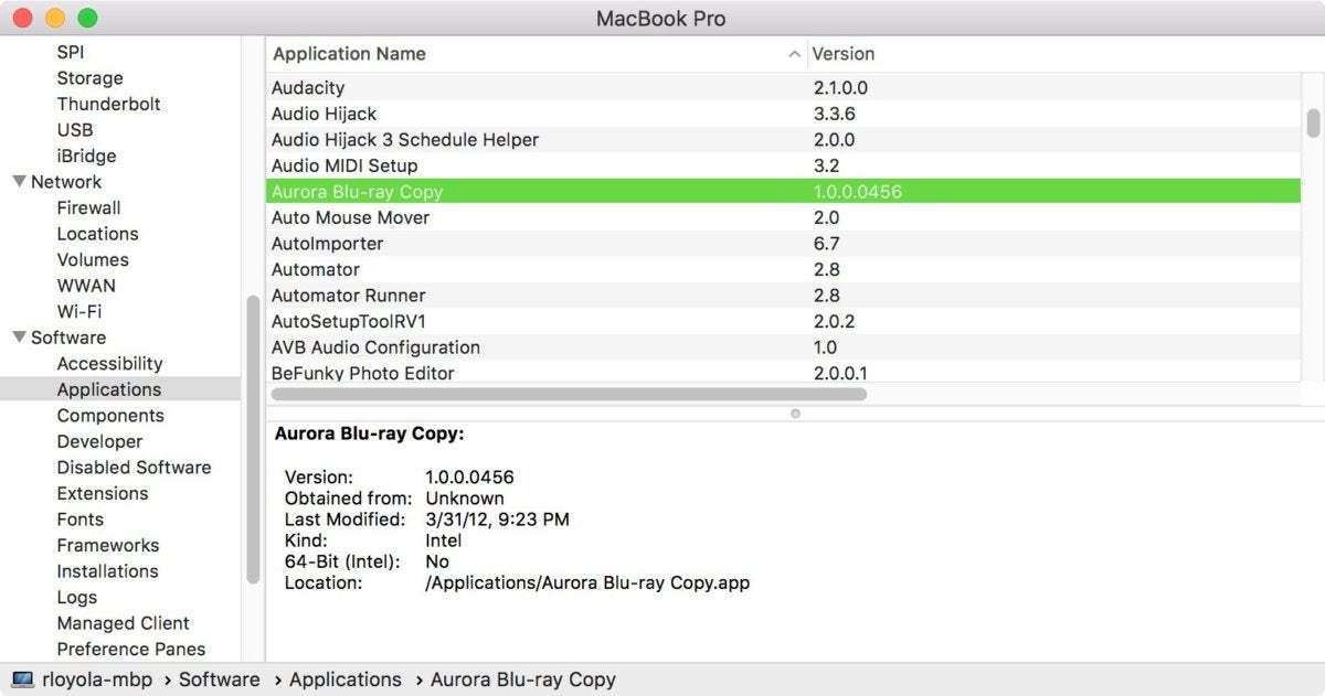 macos system report 64 bit check.jog