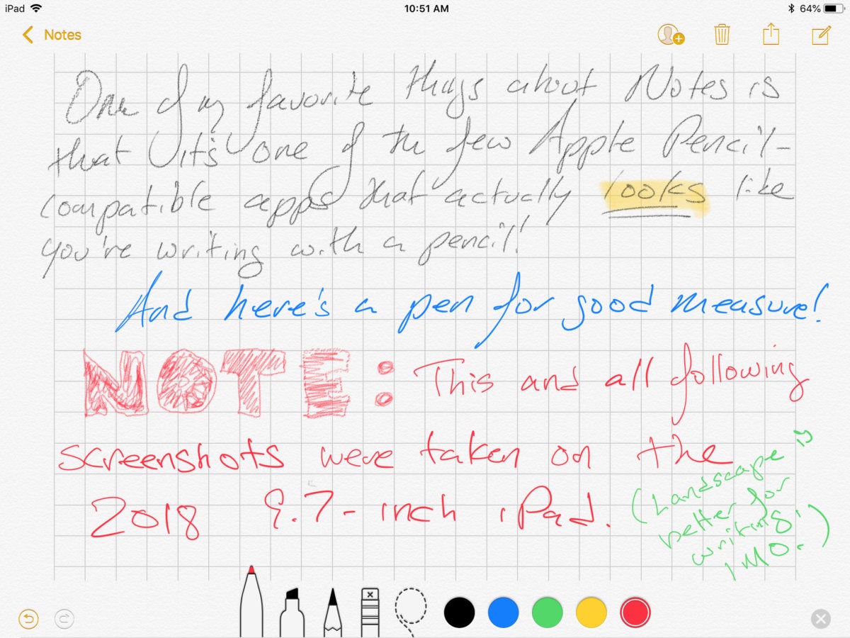 Apple Pencil in iOS Notes App