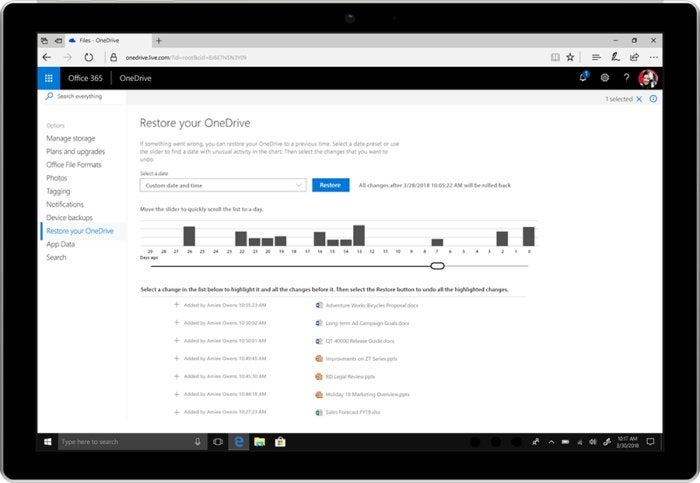 Microsoft onedrive ransomware rollback