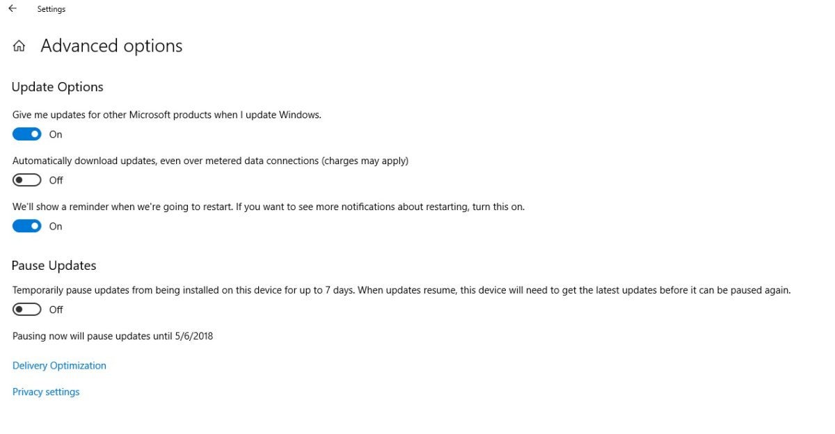 windows 10 pro pause updates