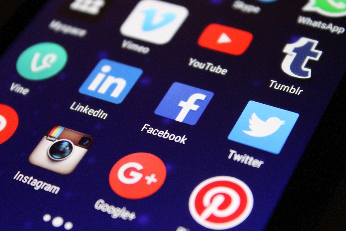 social media app icons on a mobile phone