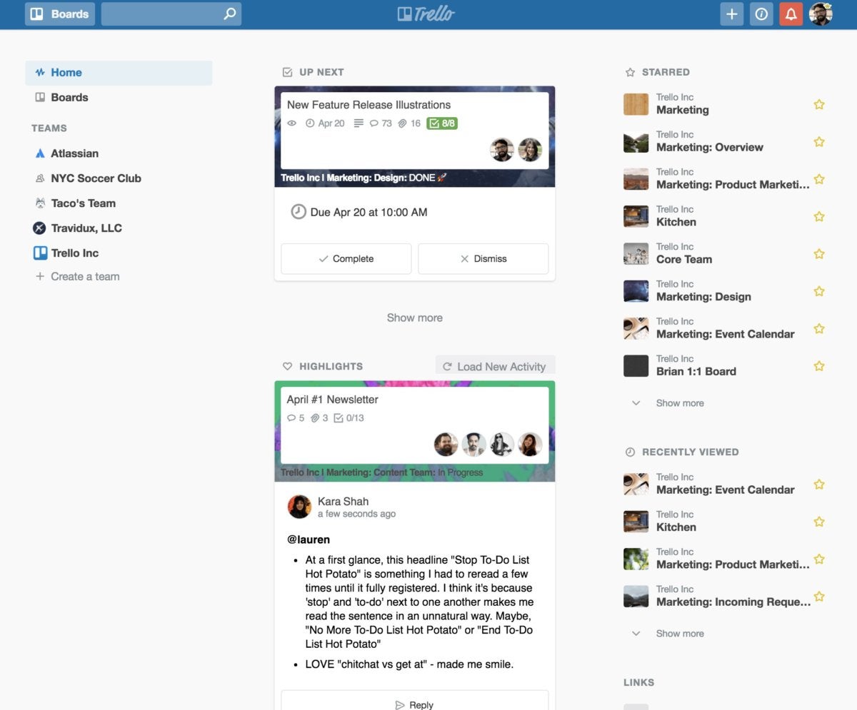 Trello adds home page view, revamps notifications