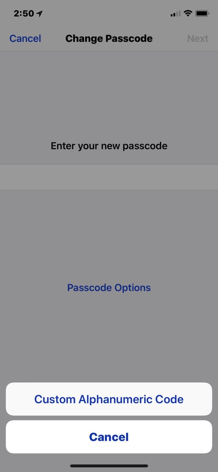 iPhone passcode security
