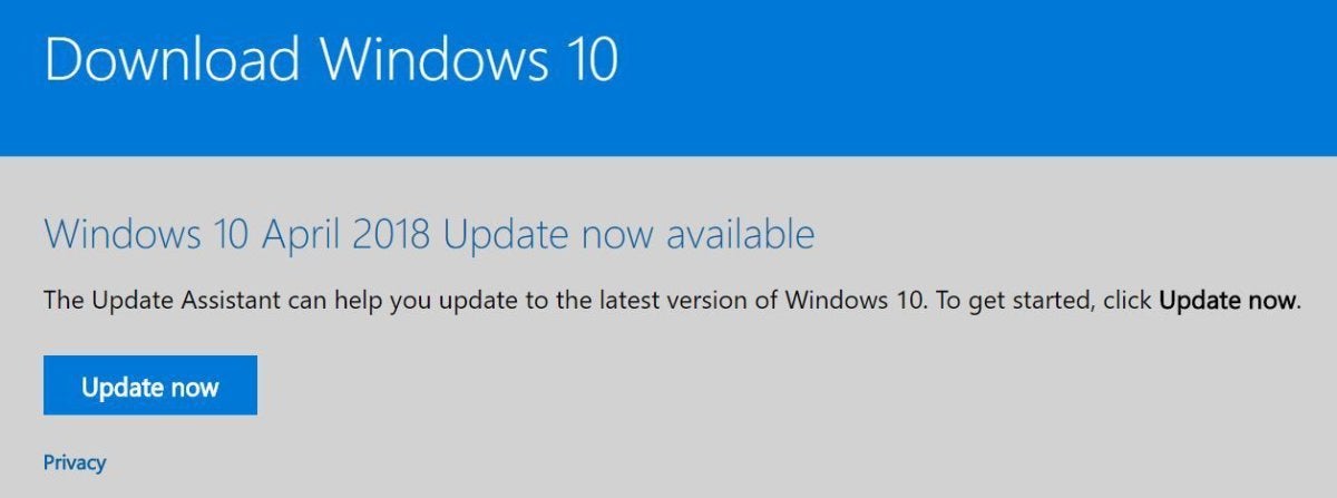 windows 10 april 2018 upgrade assistant