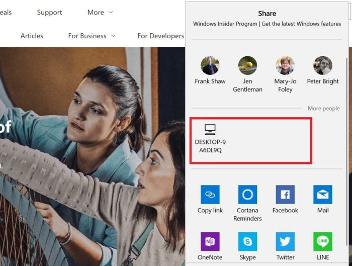 windows 10 perto de compartilhar