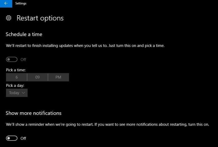 windows 10 restart schedule