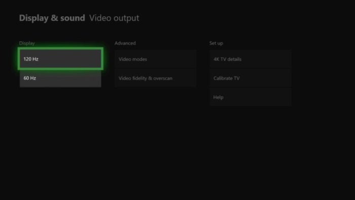 xbox one 120hz