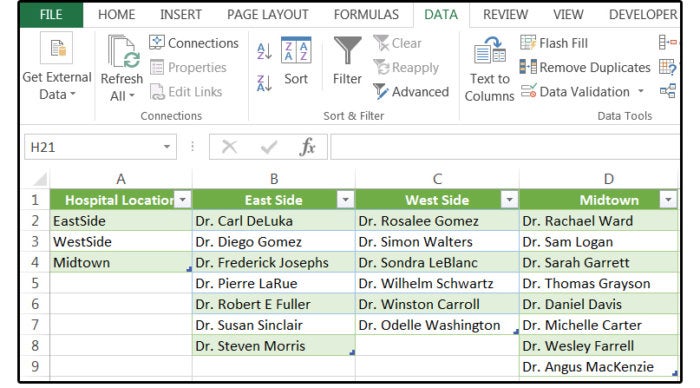 excel for mac and headers with drop down menu