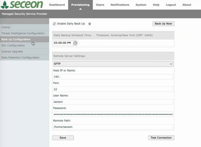 Seceon Backup