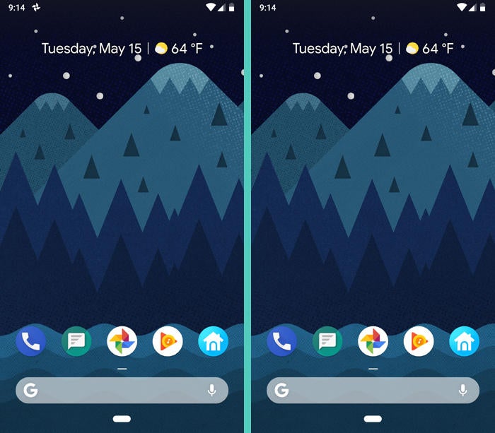 Android P Clock Placement