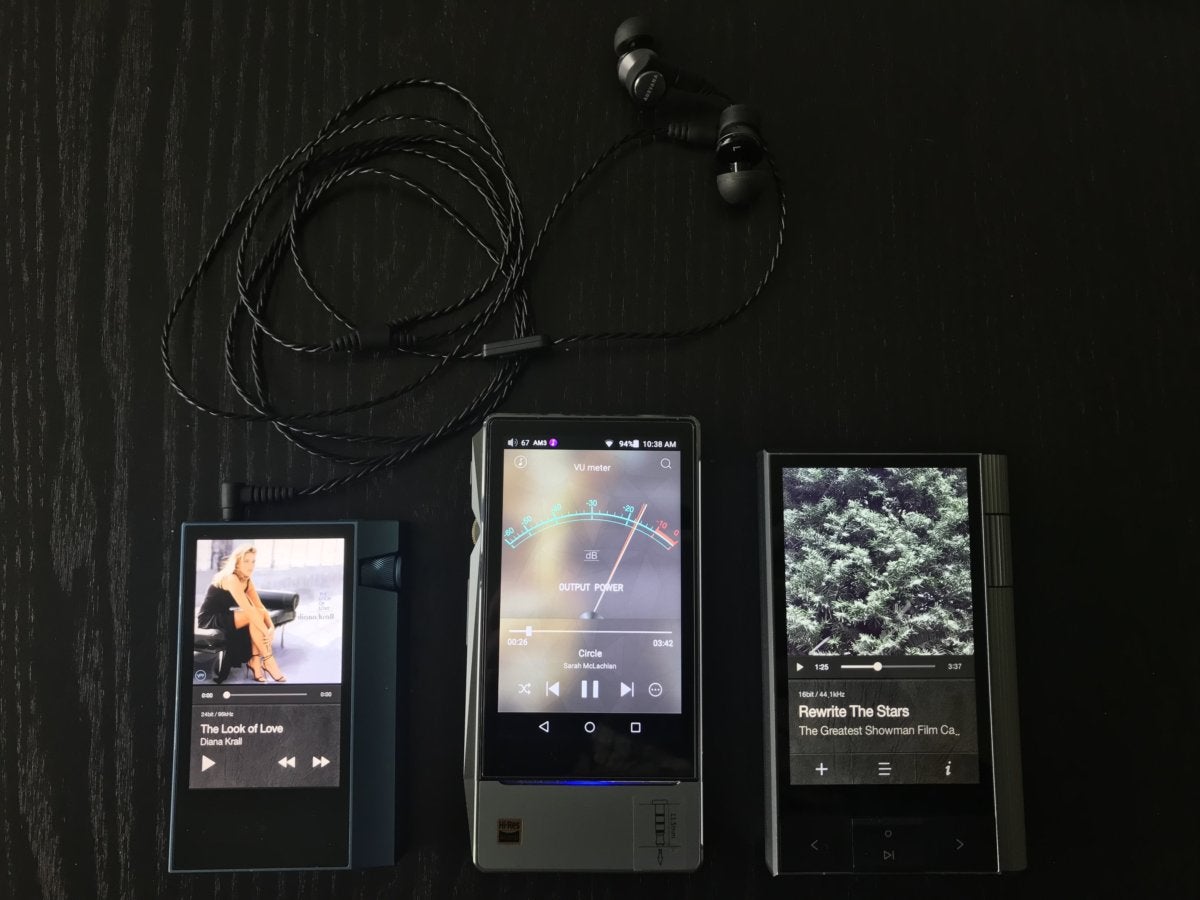 We tested the Aurvana Trio with three different hi-res audio players.