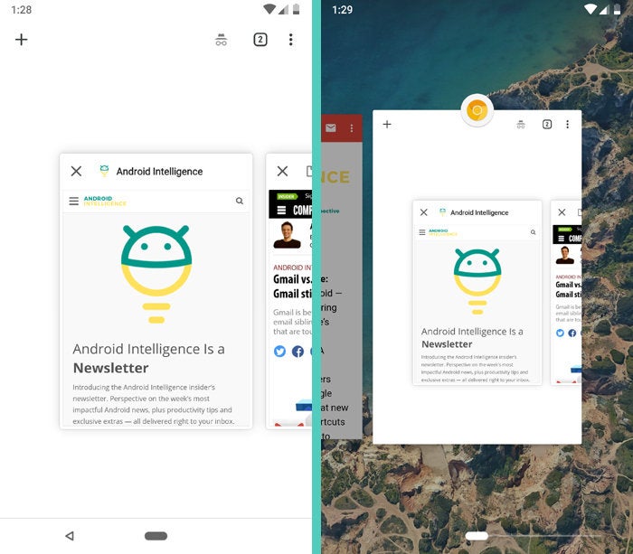 Chrome Android Tabs, Android P Overview