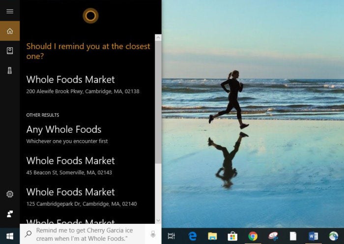 Cortana location reminder