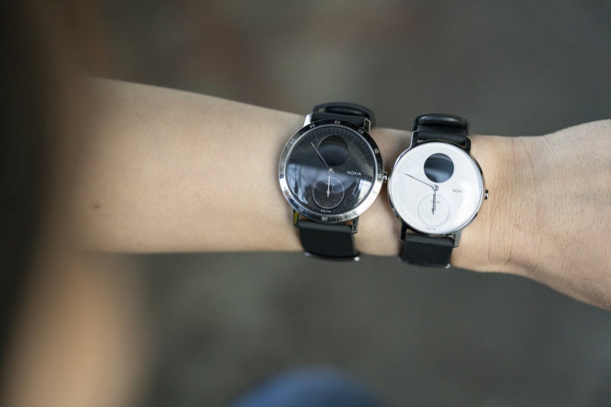 Nokia Steel HR 36mm and 40mm on wrist side by side
