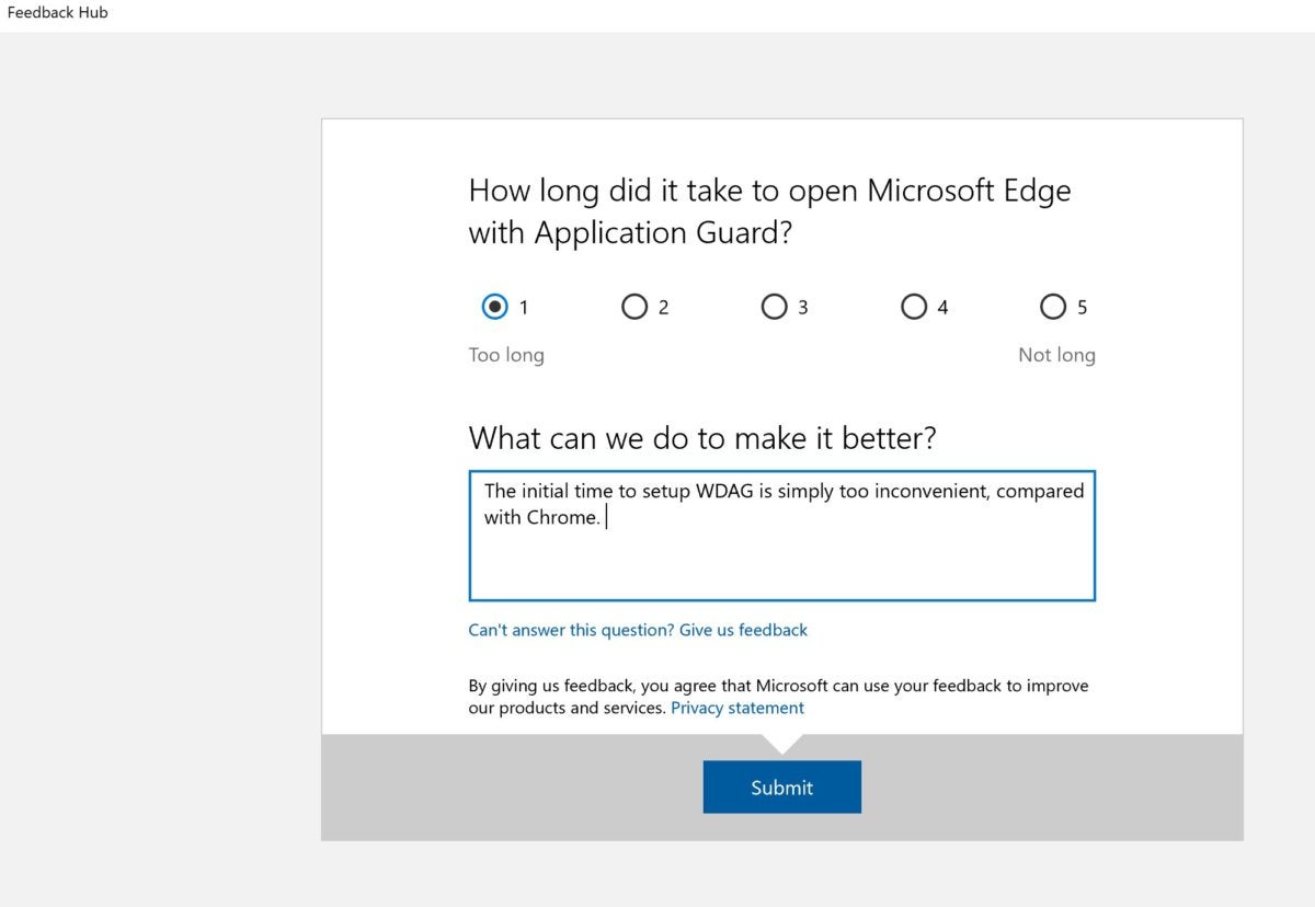 edge feedback wdag Windows 10