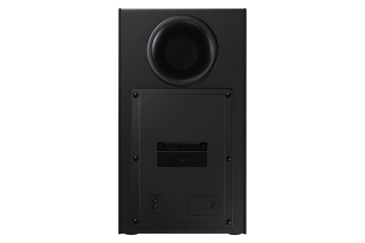 The wireless subwoofer is a rear-ported design and easy-to-place in any decor.