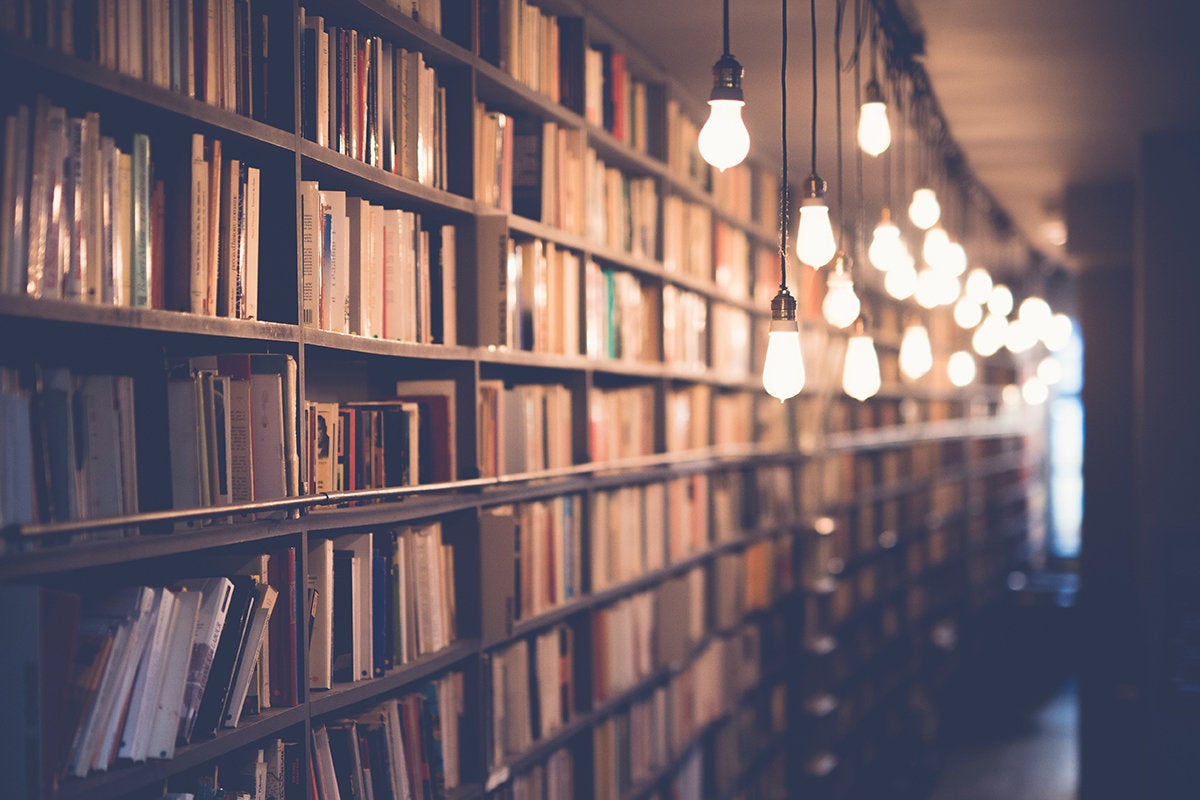 library / repository / archive / books on shelves
