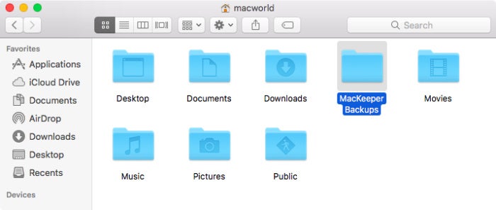 dossier de sauvegardes mackeeper