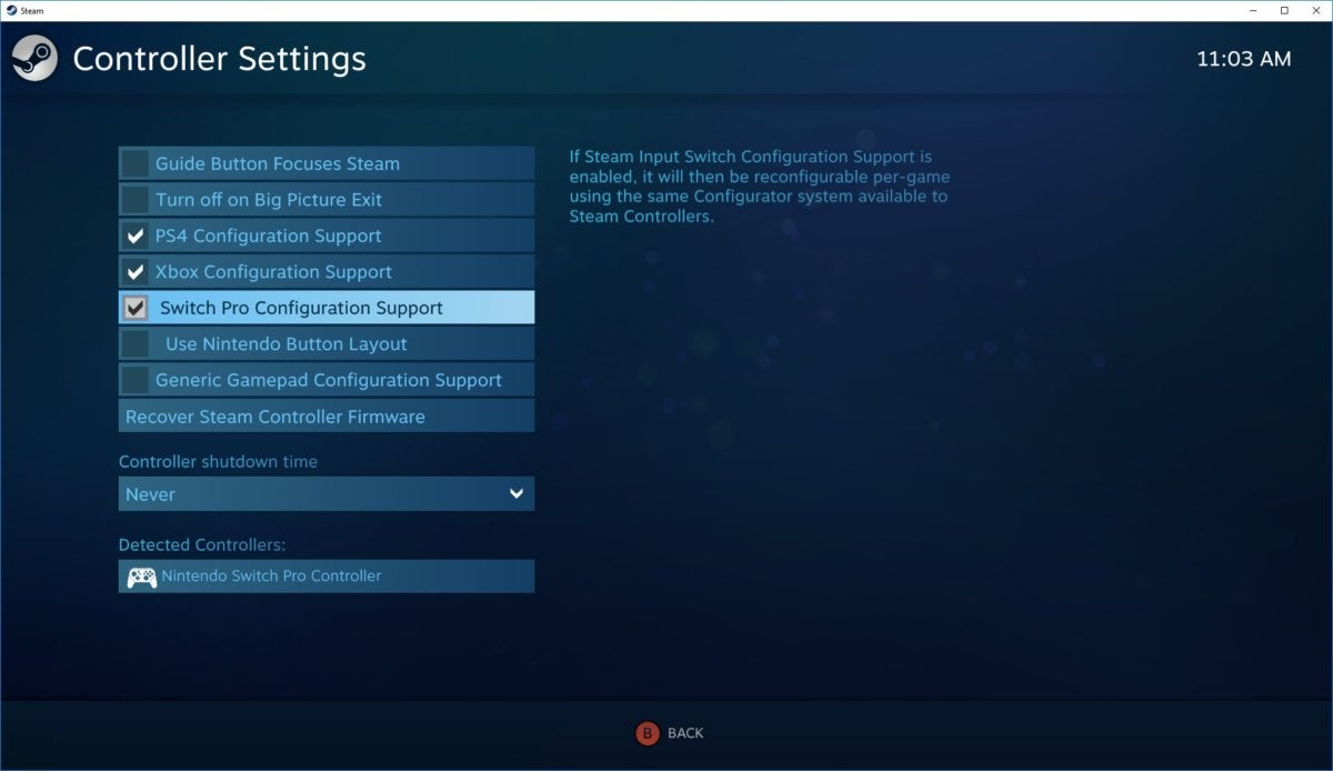 switch pro controller on steam