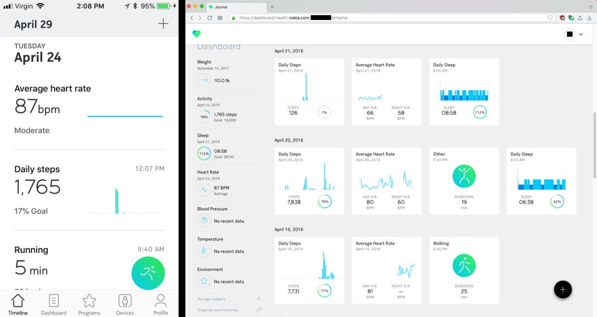 nokia steel hr mobile and desktop ui comparison