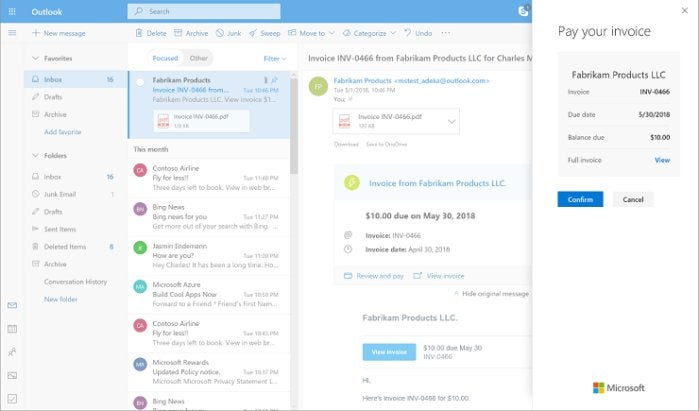 outlook bill pay