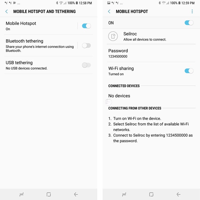 hotspot mobile android phone password smartphone setup setting note tethering network