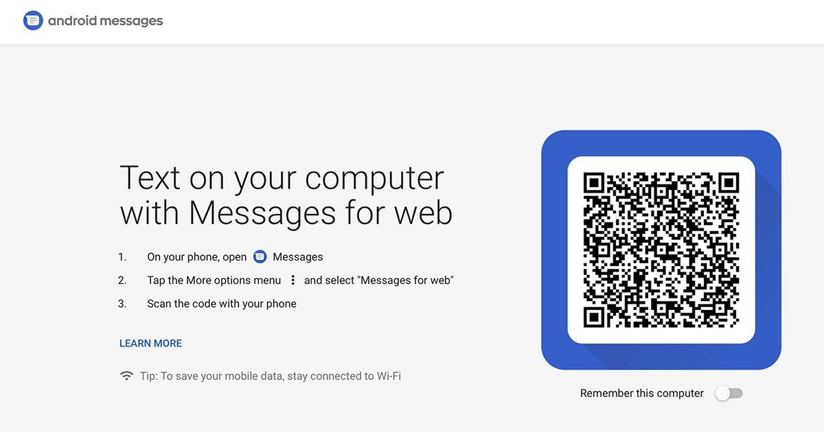 android messages for web qr code