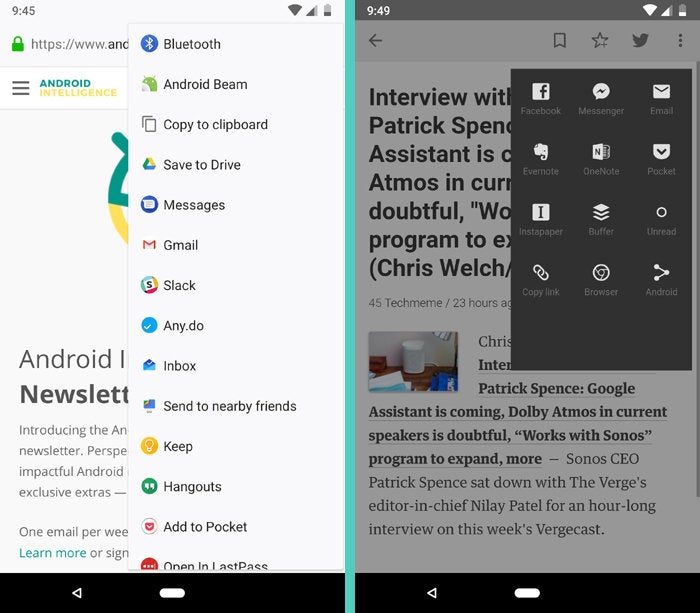 Android Sharing: Firefox, Feedly