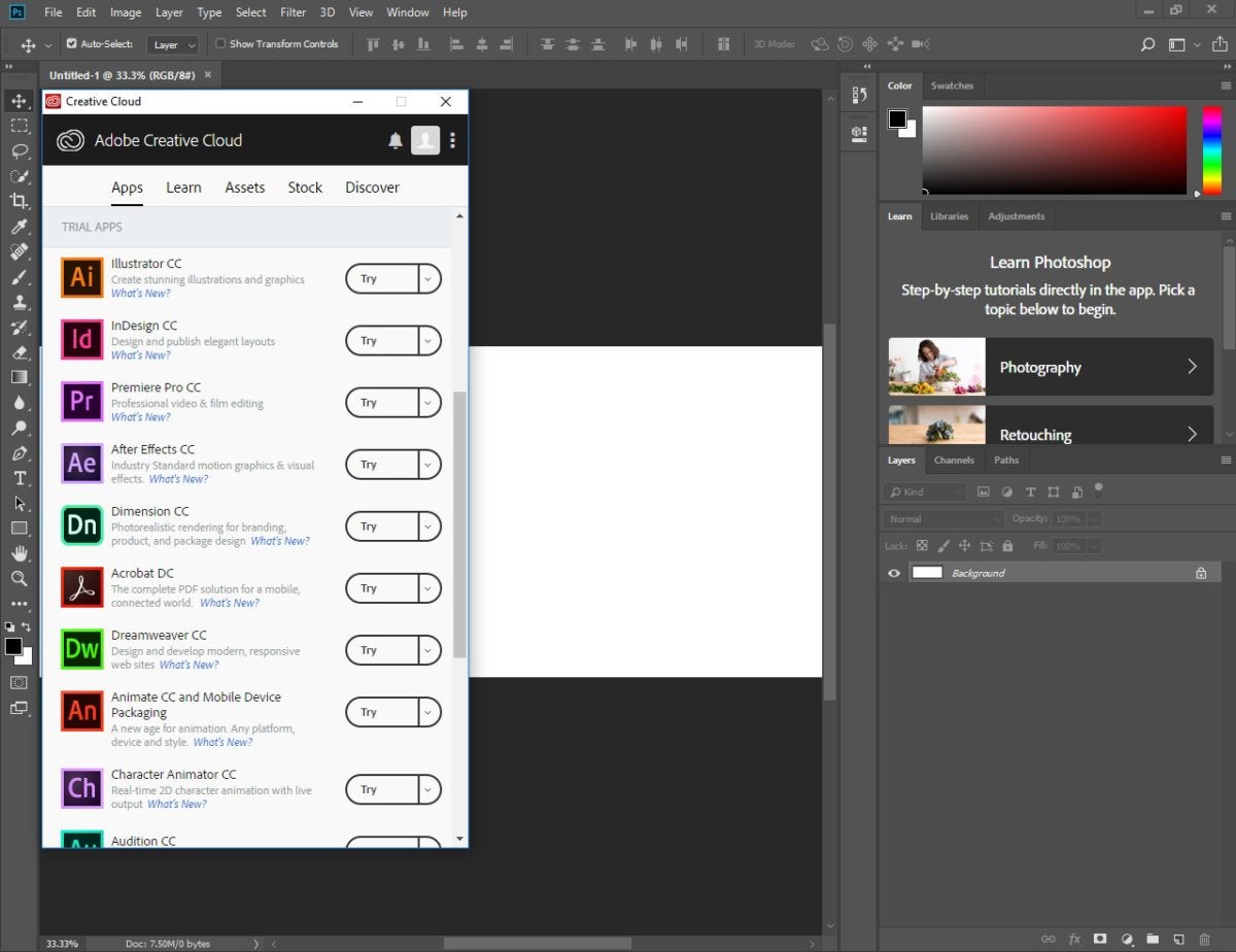 adobe creative cloud programs zes on startup