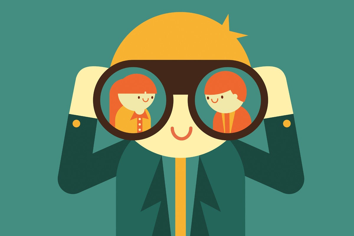 executive looking through binoculars recruiter job search talent