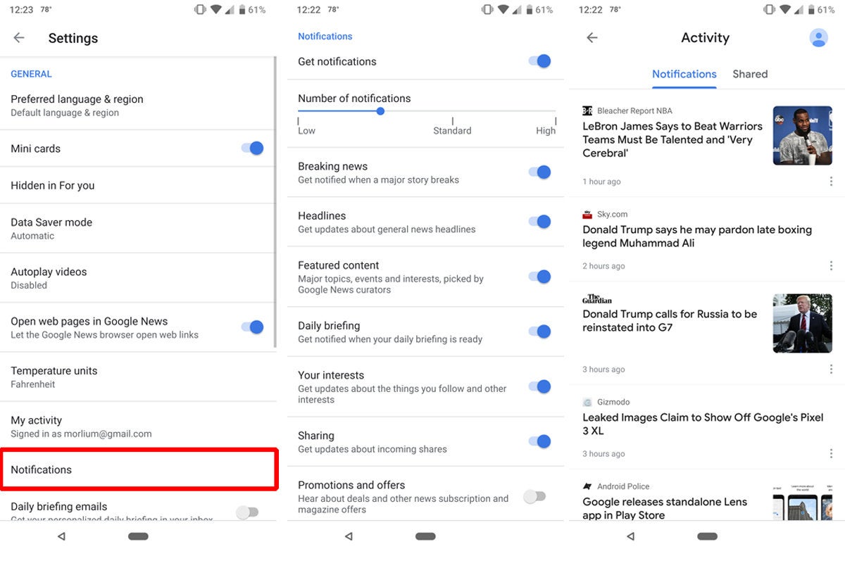 google news notifications