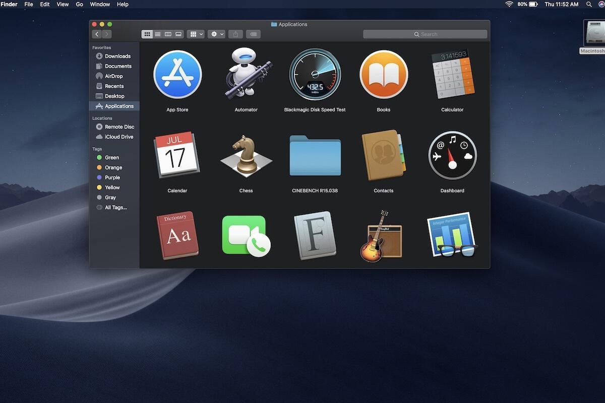 macos mojave list of macos components
