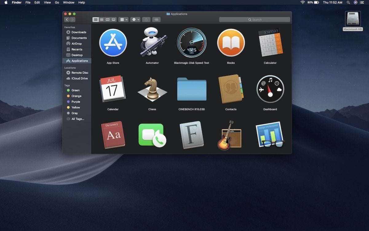 macos mojave dark mode desktop