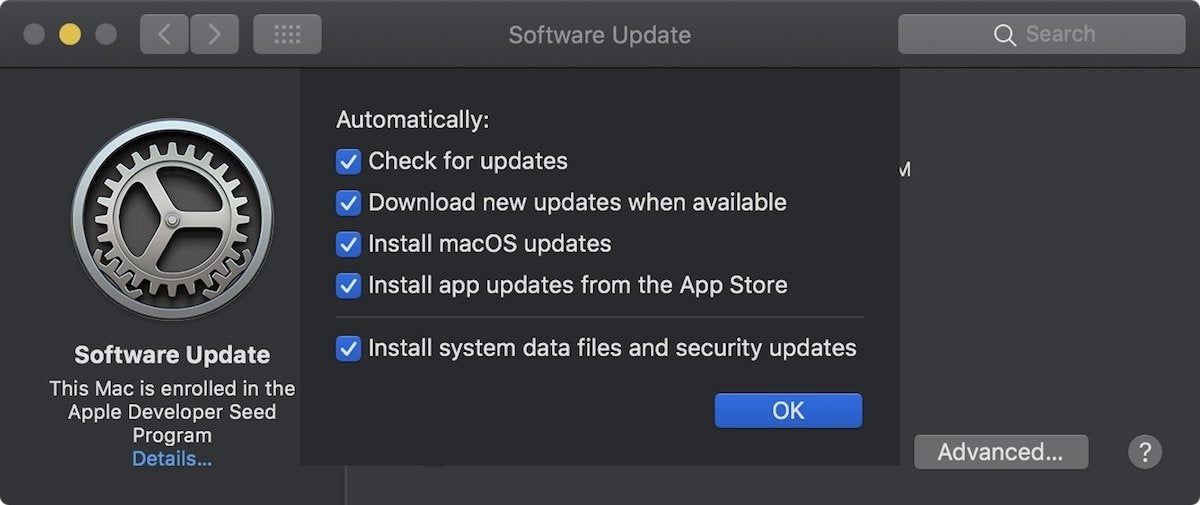 macos mojave software update advanced settings