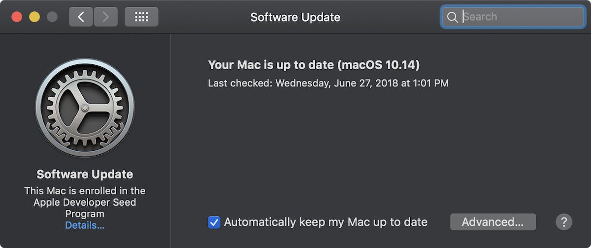 macos mojave software update uptodate