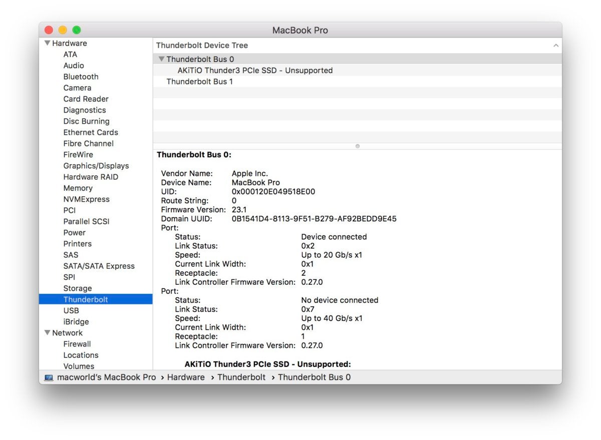 thunder3 intel 750 macbook pro puce ti non supportée