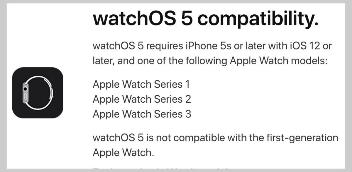 watchos5 supported devices bordered
