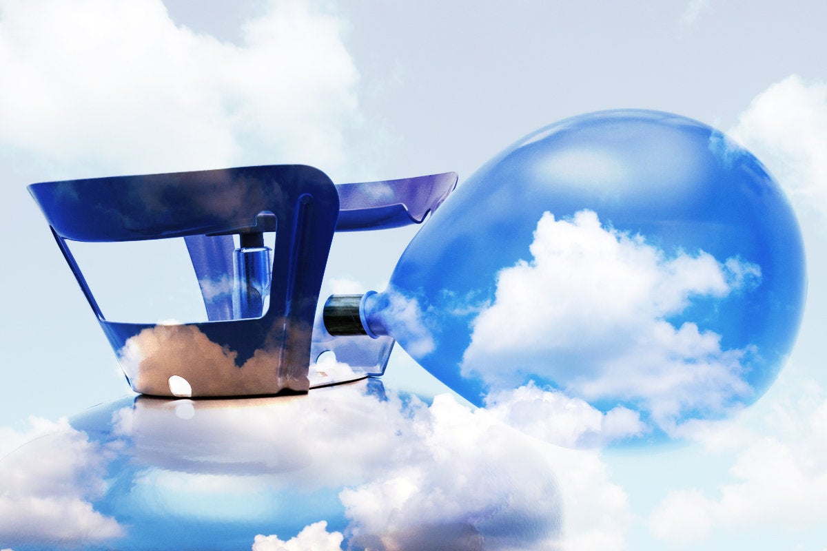 cloud balloon inflate cloud computing grow big blow up