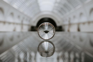 Architectural dome reflected in a crystal ball. / future / predictions / forecast / fortune telling