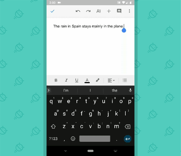 Android - Keyboard Shortcuts - Cursor Positioning