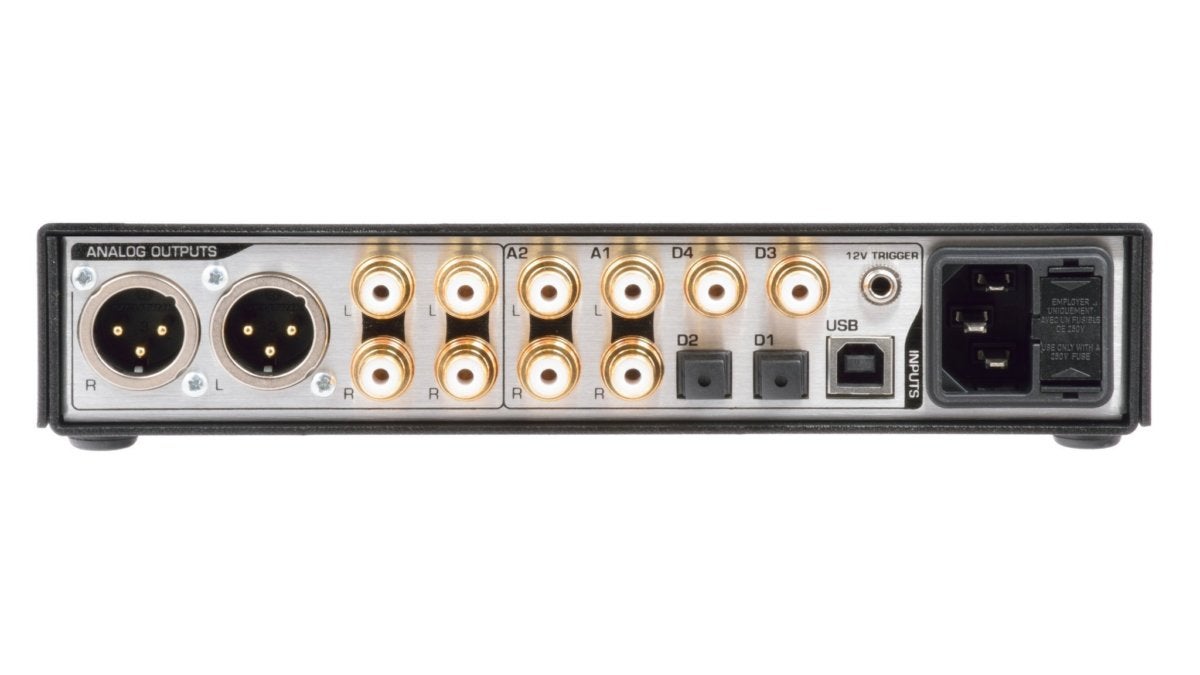 The DAC3’s rear panel with gold-plated inputs.
