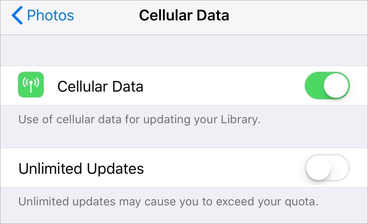 How to stop using cellular data for iCloud Photo Library syncing | Macworld