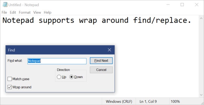 Microsoft notepad wrap