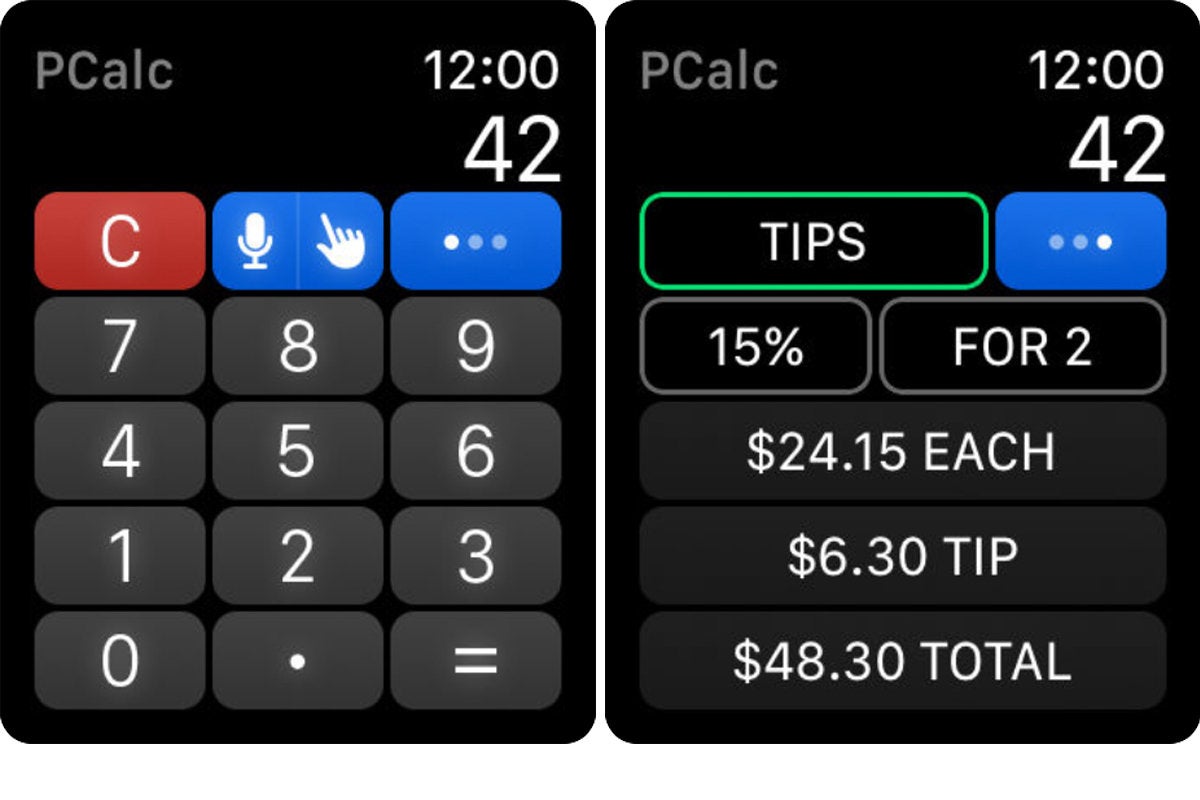 pcalc lite apple watch