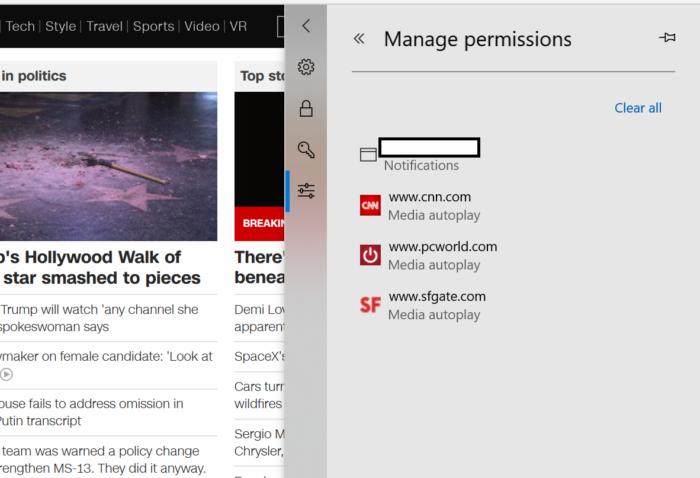 Microsoft Edge per site permission two edit