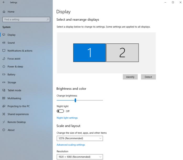 no advanced display settings windows 10