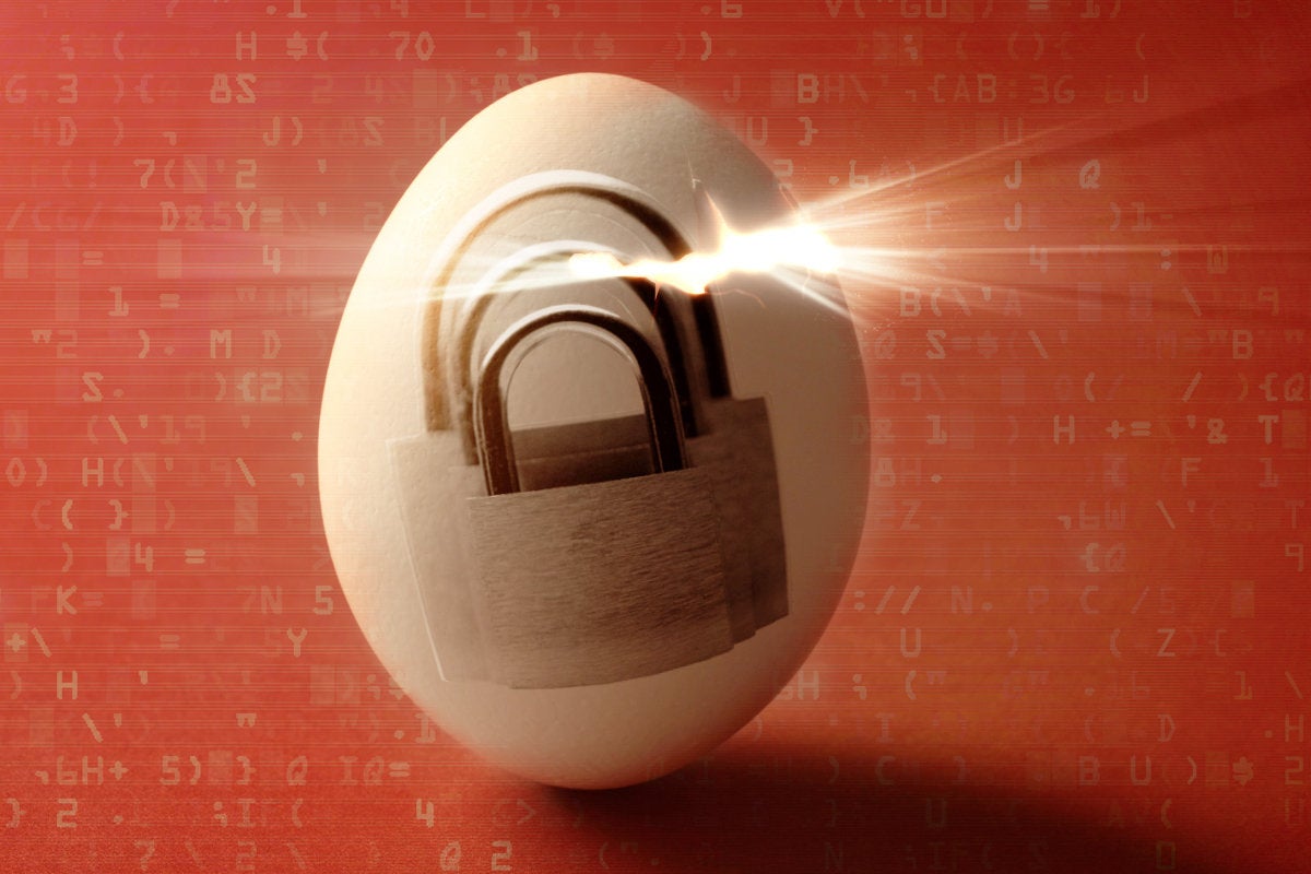 security breach egg reveal locks binary code hacked